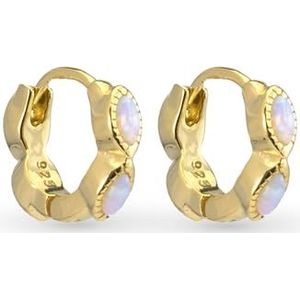 UNIQA Jewels Oorbellen voor tweede gat, kleine creolen voor dames, 925 sterling zilver, sieraden voor vrouwen en meisjes, nikkelvrije oorbellen, 7.5 mm, Geelgoud, Opaal