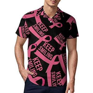 Roze lint Keep Smiling heren golf poloshirt zomer korte mouw T-shirt casual sneldrogende T-shirts S