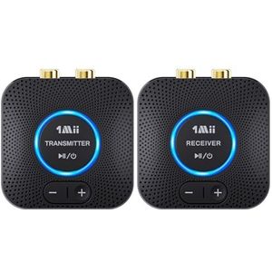 1Mii 2.4GHz Draadloze Audiozender Ontvangerset voor TV, 260Ft/80M Lange Afstand 25ms Lage Latency met AUX RCA in/Uit, Draadloze Audioadapter voor TV PC Aangedreven Luidspreker Versterker Soundbar