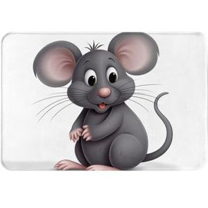 Grijze deurmat met rattenprint, 24 x 16 inch, antislip, binnen-buitenmat, welkomstmat, wasbaar deurtapijt voor entree, deurmat, absorberende flanellen badmatten
