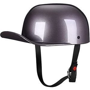 Volwassenen Vintage Baseball Cap Open Helm, DOT Goedgekeurde Duitse Stijl Motorfiets Skull Cap Halve Helm voor Scooter Mannen en Vrouwen Street Cruiser Bromfiets Chopper Jet Helm Decoration