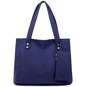 Popoti Schoudertas voor dames, handtas, portemonnee, nylon, waterdicht, schoudertas, rugzak, multifunctioneel, school, messenger crossbody tas, Navy Blauw, M, Elegant