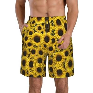 Rustig water modieuze en comfortabele herenshorts - zomer casual strandshorts, sneldrogende shorts, Gele Zonnebloem, M