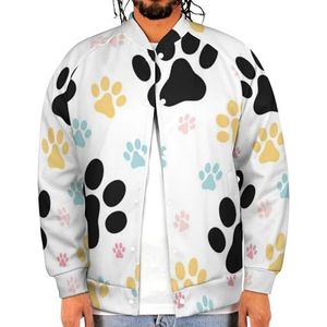 Hond Poot Print Grappige Mannen Baseball Jacket Gedrukt Jas Zachte Sweatshirt Voor Lente Herfst