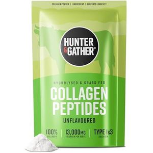 Hunter & Gather Rundercollageen Poeder 400g | Puur, Niet-gearomatiseerd Premium Gehydrolyseerd Rundercollageen Poeder Voor Haar, Huid, Nagels, Spieren | Supplementen Voor Dames En Heren