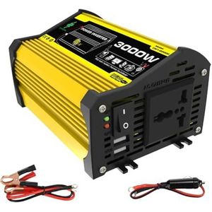 Stroomomvormer, 3000W Intelligente Omvormer DC 12V Naar AC/V Dubbele USB Autolader Converter Gemodificeerde Sinusgolf Draagbare Omvormer voor buitenshuis Reizen naar huis(Giallo)