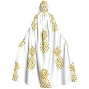 WURTON Gouden Ananas Achtergrond Print Hooded Mantel Unisex Volwassen Mantel Halloween Kerst Hooded Cape Voor Vrouwen Mannen