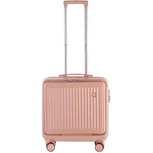 Bagage Koffers met wielen Universele kleine handbagage 180 graden voorklep Volledig open koffer Combinatieslotbagage Reisuitrusting (Color : Pink, Size : 45 * 43 * 23CM)