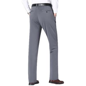 Klassieke herenbroek met hoge taille, slanke pasvorm, lichtgewicht formele herenbroek, pantalon (40,light gray)