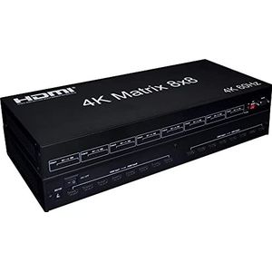 8x8 HDMI Matrix，V2.0 HDMI Matrix 8x8 4K@60Hz (RGB/YUV 4:4:4) EDID-schakelaar Splitter 8 in 8out True Matrix-ondersteuning HDCP2.2 RS232 voor laptop-pc naar tv HDTV-multimonitors 8 in 8 uit