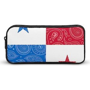 Paisley en Panama Vlag Grappige Pen Case Potlood Hoge Capaciteit Pouch Briefpapier Tas Make-up Cosmetische Organizer voor Mannen Vrouwen, Stijl, 22*12*5cm, MHXYZHW