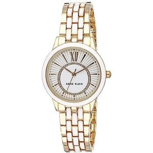 Anne Klein Vrouwen Glitter geaccentueerde armband horloge, AK/3924, Wit/Goud, armband