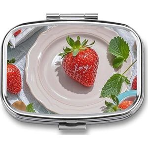 Mooie Aardbei Pil Doos 2 Compartiment Pil Case Draagbare Pocket Pil Organizer Geneeskunde Vitamine Organizer voor Mannen Vrouwen