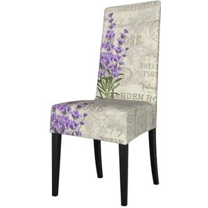 KemEng Retro lavendel stempel, stoelhoezen, stoelbeschermer, stretch eetkamerstoelhoes, stoelhoes voor stoelen