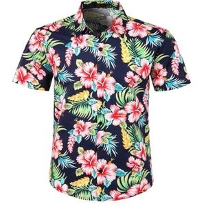 Hawaiiaans Overhemd For Heren, Korte Mouw, Zomer, Kleurrijk Bedrukt, Palmbomen, Bloemen, Casual Strand-Hawaïaanse Overhemden.(Multi-colored A,XXL)