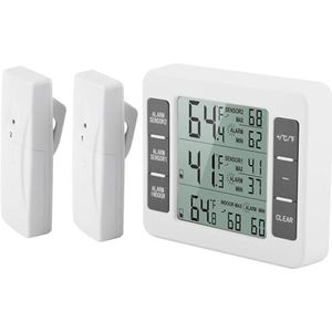 Koelthermometer draadloos digitaal akoestisch alarm koelkast vriezer thermometer met 2 sensoren min/max display