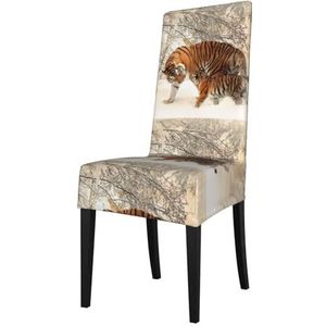 KemEng Tiger Baby Tigerfamile Young, stoelhoezen, stoelbeschermer, stretch, eetkamerstoelhoes, stoelhoes voor stoelen