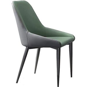 GEIRONV Moderne eetkamer keukenkamer stoelen, zacht kunstleer kussen zitting koolstofstalen poten gestoffeerde woonkamer zijstoelen Eetstoelen (Color : Green, Size : 49x50x83cm)
