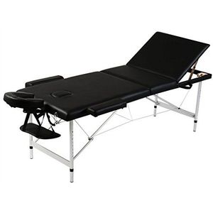 Festnight Opvouwbare massagetafel met 3 zones met aluminium frame en tafelblad van kunstleer 186 x 68 cm