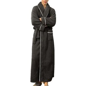 Dvbfufv Mannen Winter Lange Warme Badjas Plus Size Dikke Fleece Badjas Spa Mannen Confortable Nachtkleding, Zwart, L