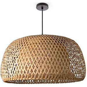 Paco Home Plafondlamp Bamboe Hanglamp Boho Woonkamer Korf Lamp Hangend Naturel Vintage E27 Retro Bar, Soort lamp:Hanglamp - Type 2, Kleur/Grootte:Beige (Ø45 cm)