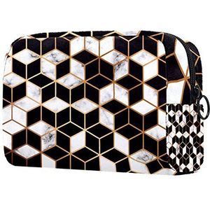 voor Dames Toilettassen Gouden Lijn Geometrisch Patroon Zwart Wit met Rits Make-up Tas Reizen Cosmetische Organisator
