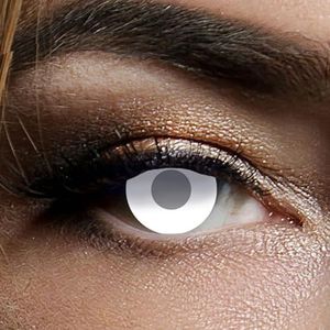KING OF HALLOWEEN Wit gekleurde contactlenzen Blind Wit 40 procent Zicht zonder sterkte 3 maanden Zombie lenzen, carnaval, vampier, zombie make-up 2 stuks (pak van 1)