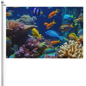 Tropische vissen en koralen vlag 1,2 x 1,8 m outdoor vlaggen dubbelzijdige tuinvlag feestbanner voor muurkunst binnen en buiten decoratie