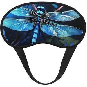 Slaapoogmasker voor dames en heren, zacht, comfortabel slaapmasker, verduisterend, slaapoogbedekking voor reizen, yoga, dutje, werk, kunst, blauwe libelle