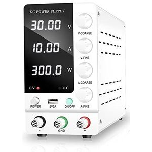 Desktopvoeding Encoder Verstelbare DC Voeding 30V 10A Spanningsregelaar LCD Digitale Laboratorium Stabilizer Switching Lab Power Bench Bron Kortsluitbeveiliging, bescherming tegen overbelasting(Color: