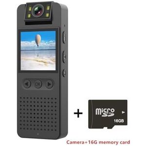 Draagbare DV-camera 1080P HD Infrarood Nachtzicht CS06 Minicamera met LED-scherm Kleine camcorder Cam Fietscamera(Camera 16G card)