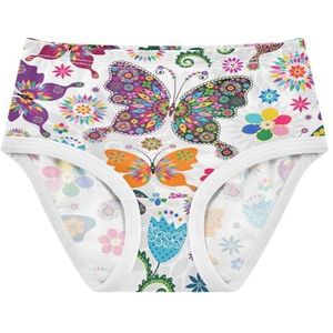 YOUJUNER Meisjesondergoed Bloemen Vlinder Bloem Peuter Onderbroek Katoenen Broek Kleine Meisjes Slips Comfort Kids Onderbroek, Meerkleurig, 5 jaar