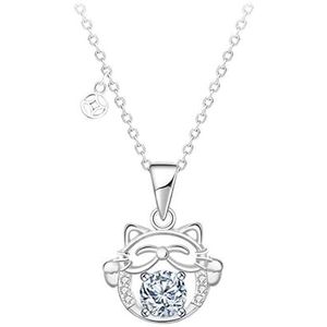 Zilveren Chinese stijl ketting 925 zilveren sieraden diy fortuin kat moissan diamanten hanger accessoires