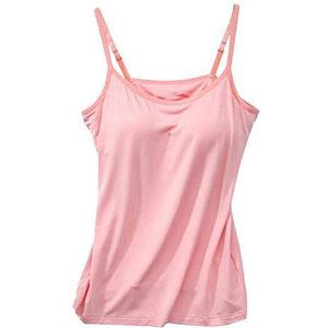 Aosbset Damesvest, tanktop met ingebouwde beha, mouwloos hemdje, verstelbare spaghettibandjes, gewatteerd hemdje, comfortabele yoga-tanktops