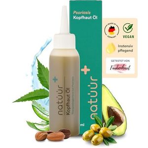 Natüür Scalp Oil met neemextract (100 ml), tegen droge hoofdhuid, jeuk en roos, jojoba-olie, olijfolie en avocado-olie, 100% veganistisch, Made in Germany