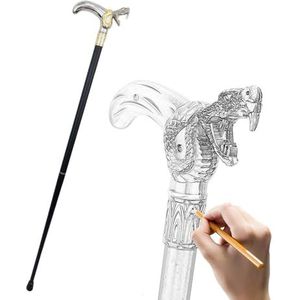 Gouden Witte Slangenkop Bijtende Wandelstok, Modieuze Decoratieve Wandelstok voor Volwassenen en Kinderen Cosplay 36,22 Inch