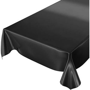 ANRO Wasdoek tafelkleed, afwasbaar tafellaken uni glans eenkleurig zwart 350 x 140 cm