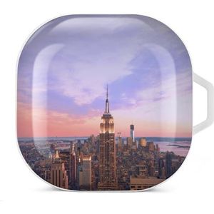 NYC New York City Landschap Oordopjes Hoesje Compatibel met Samsung Hard Shell Beschermhoes Wit-Stijl
