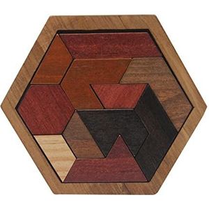 Hexagon Puzzle Game - Geometry Shape Blocks Toy | Wooden Brain Teasers Puzzles, Educational For Kids, 11 Blocks A/a