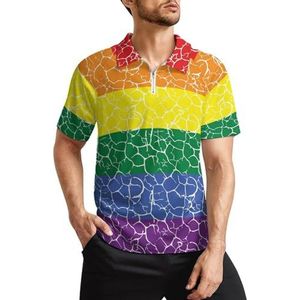 Pride LGBT vlag heren golfpoloshirts klassieke pasvorm korte mouw T-shirt bedrukt casual sportkleding top M