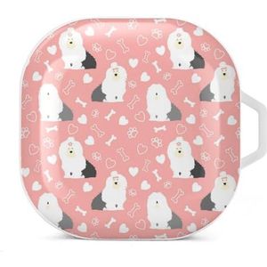 Oud Engels herdershond oordopjes hoesje compatibel met Samsung harde schaal beschermhoes witte stijl