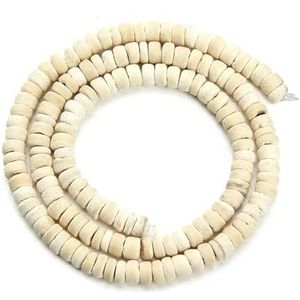 3 strengen/partij natuurlijke houten kralen platte ronde kokosnoot spacer kraal voor sieraden maken bevindingen DIY kettingen armbanden-wit-8mm
