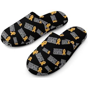 Beat Cancer Pantoffels voor dames, met volledige print, warme anti-slip rubberen zool, huisschoenen voor binnenhotel 36-37 (5,5-6)