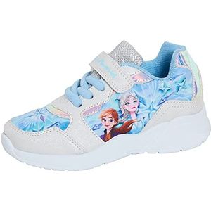 Disney Meisjes Frozen 2 Sport Trainers Kids Elsa Anna Easy Touch Fasten Lace Up Casual Pumps Schoenen, Blauw, 12 UK Child