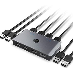 Schakelaar Selector, Switch KVM USB 2.0, alluminio 2 computer che condividono 1 set di mouse e tastiera, scatola di commutazione periferica USB