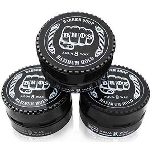 BROS Professionele Aqua Wax kapper haarwax Barber Shop (3-pack, zwart)