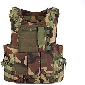 Bon amixyl Jacht tactisch vest, verstelbaar militair aanval, vechtvest, airsoft, paintball, aanval, outdoor, jungle, spel, bescherming vest.., Bos camouflage, XL