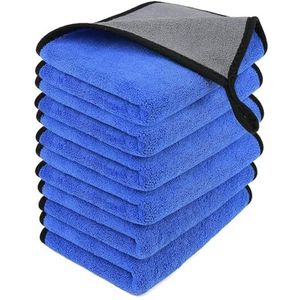 VBGURR 6 stuks auto microvezeldoek, auto drooghanddoek (30 x 40 cm, blauw)