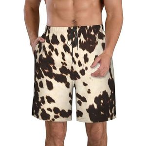 Romantische Parijs Eiffeltoren Fietsen Print Heren Zwemplank Shorts Zwembroek Trunks Badmode Sneldrogende Surfen Strand Essentiële Zomer, Bruin rundleer, L