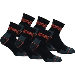 Lonsdale 6 Paar Quarter Werk Sokken Enkellange - Hiel Toe Versterking - Badstof Katoen (Zwart, 39-42)